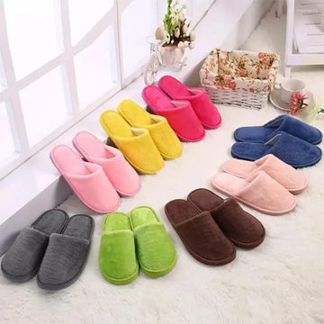 Multi-Color Soft Cotton Slippers for Men and Women - Unisex Indoor Spa Slippers