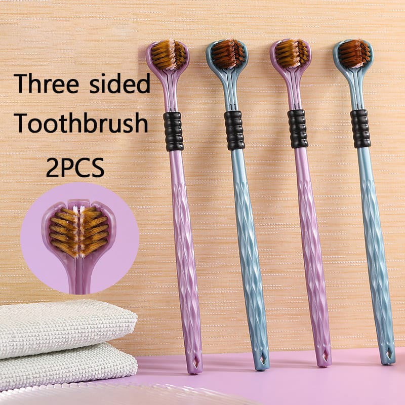 2Pcs Three-Sided Soft Hair Toothbrush, Wrap-Around Design, Deeply and Thoroughly to Clean Teeth and Gums, Manual Toothbrushes Suitable for Adults Manual Toothbrushes and Accessories